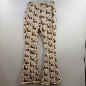 rock & roll denim bragain bells high rise desert print pull on flare jeans 27x34